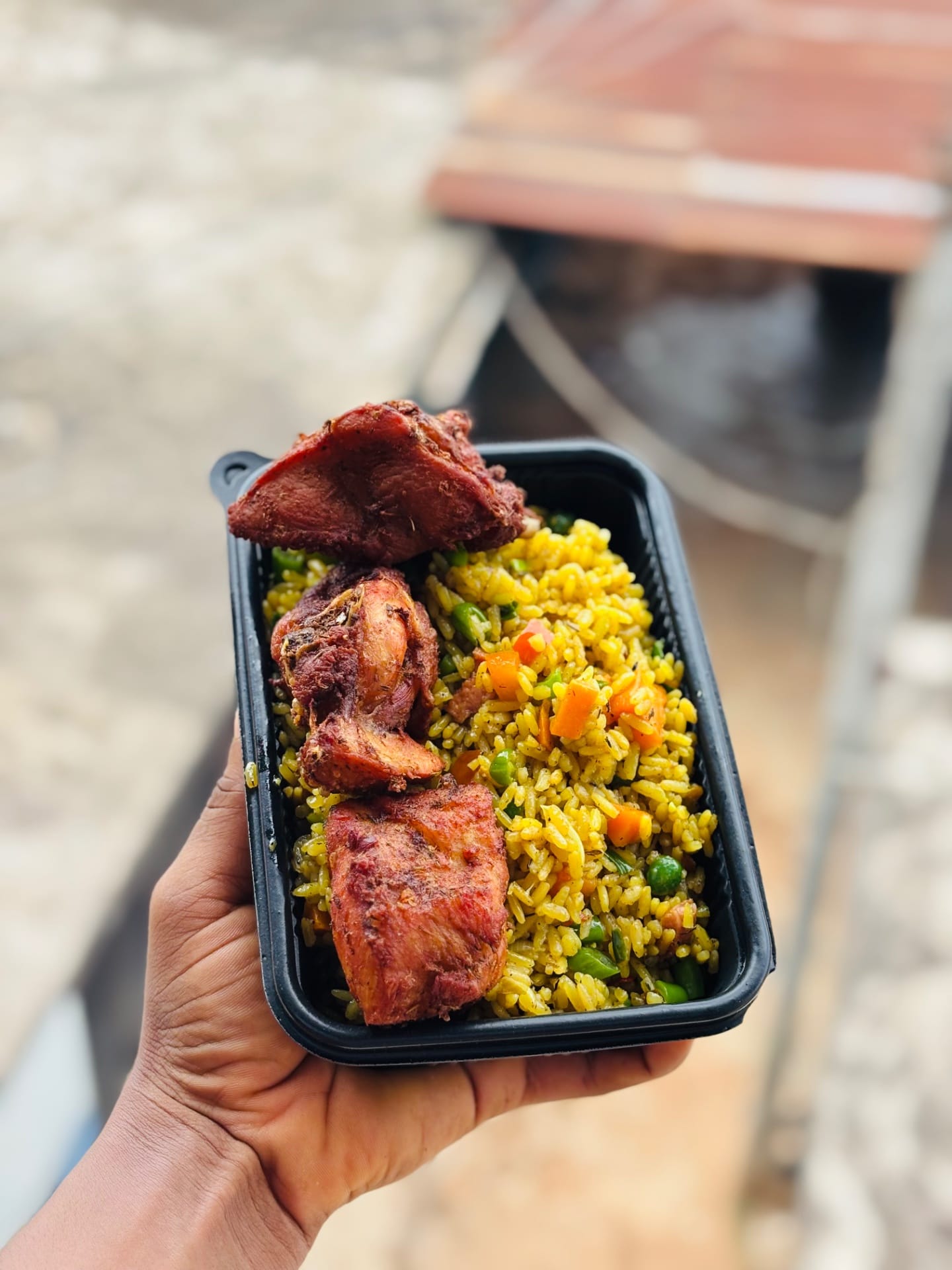 Fried rice with three chicken cuts