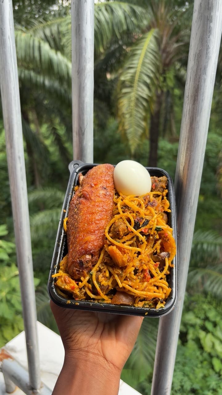 Native pasta with egg and turkey